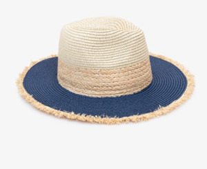 Sunglasses: Raw edge fedora natural & blue