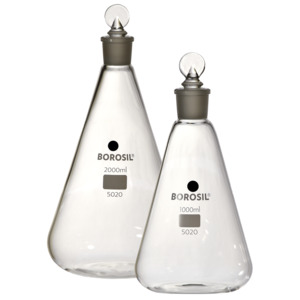 Erlenmeyer Flasks with Interchangeable Stopper. Glass - Interlab NZ