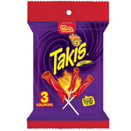 Takis: DATED 26 June 2024 Vero Takis Paleta Fuego - 3 Chamoy Flavoured Lolli-pops with Chilli 6ct