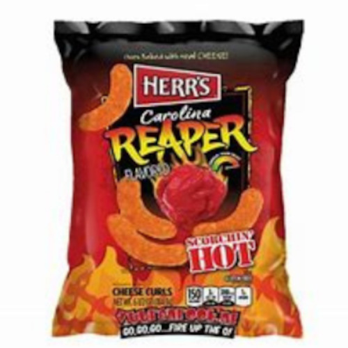 Clearance: Herrs CAROLINA REAPER Cheese Curls 1.25oz (35g) 60ct (BBD 16 Feb 2025)
