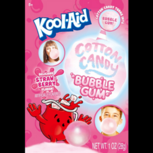 Confectionery: Kool-Aid  COTTON CANDY Bubble Gum Peg Bag 1oz