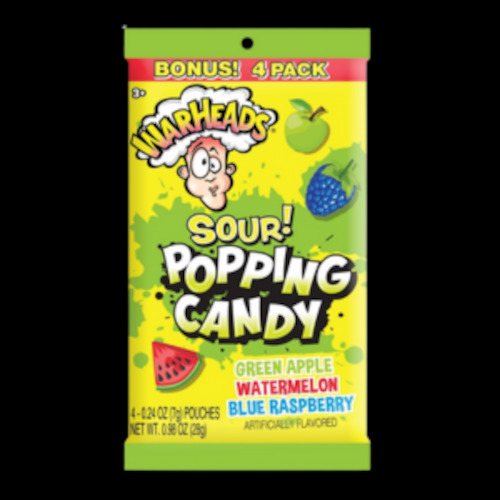 Warheads 4Pk Popping Candy Peg Bag