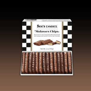 See's Candies Molasses Chips 4oz Assorted (Dark and Milk Chocolate) Box