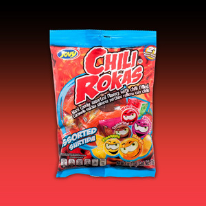 Sour: Mexican - Jovy Chili Rokas - Sour Hard Candy Filled with Chili 6oz (170g) Bag