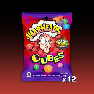 Candy Peg Bags: WarHeads Sour Chewy Cubes Peg Bag (141g) 12ct