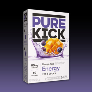 Sachet Drinks: Pure Kick Energy Drink Mix MANGO ACAI 6 Sticks (0.68oz)