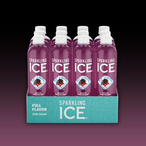 Bottle Drinks: DATED -  Oct 2025 Sparkling ICE - GRAPE RASPBERRY Flavoured Sparkling Water 17oz (500ml) 12ct