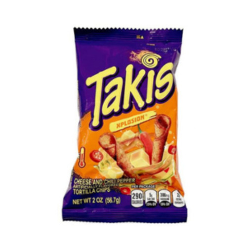 Snacks Crackers: Takis NACHO XPLOSION - Cheese & Chili Pepper Flavoured Rolled Tortilla Chip 3.5oz 20ct