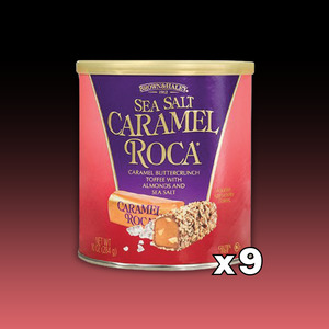 Confectionery: DATED - April 2026 Brown & Haley Salted Caramel ROCA Buttercrunch (10oz) 284g Cannister x9