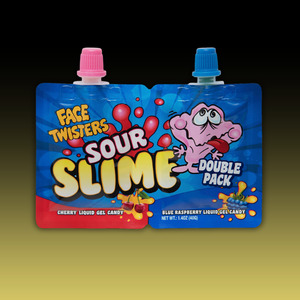 Face Twisters Novelty SOUR SLIME 2 pk CHERRY & BLUE RASPBERRY