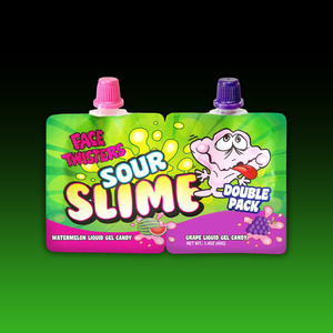 Face Twisters Novelty SOUR SLIME 2 pk WATERMELON & GRAPE