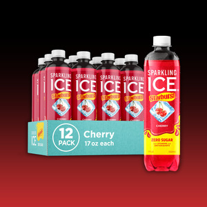 Confectionery: DATED - Aug 2026 Sparkling ICE - STARBURST CHERRY Flavoured Sparkling Water 17oz (500ml) 12ct