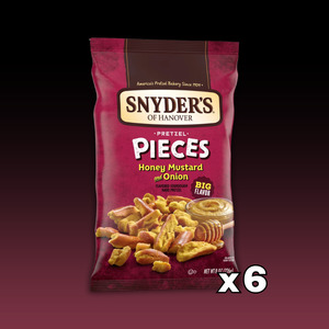 Baking: DATED - JULY 2026 Snyders of Hanover Honey Mustard & Onion Pretzel Pieces 8oz (226g) x 6