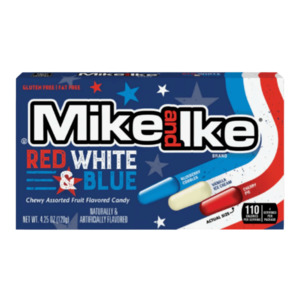 New: Mike & Ike Red White & Blue Theatre Box 4.25 oz / 120g