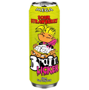 Drinks: Mega Brain Licker Sour Strawberry Fizzy Sour Candy Drink 500ml