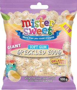 South Africa: Mister Sweet Giant Speckled Eggs White Choc Jelly 100g