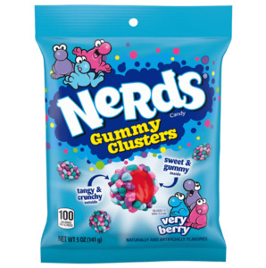Wonka Nerds Gummy Clusters Very Berry Peg Bag 5oz / 141g