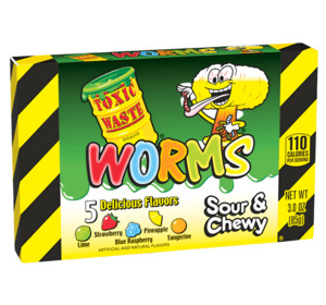Toxic Waste: Toxic Waste Worms Sour & Chewy Candy Theatre Box 3oz / 85g