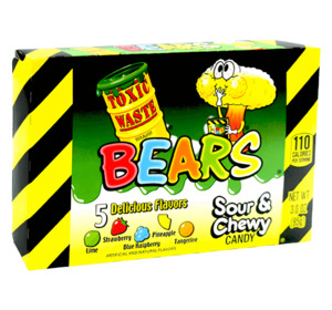 Toxic Waste: Toxic Waste Bears Sour & Chewy Candy Theatre Box 3oz / 85g