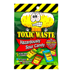 Toxic Waste: Toxic Waste Hazardously Sour Candy Peg Bag 2oz / 57g