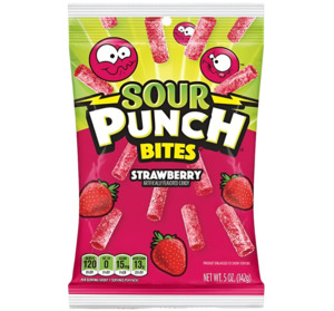 Sour Punch Bites Strawberry Peg Bag 5oz / 141.7g
