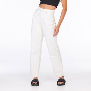 Straight Jeans: Lee High Baggy Organic White