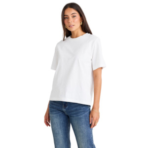 Tops & Tees: Street Ivory Crew Neck Short Sleeved Boxy Tee