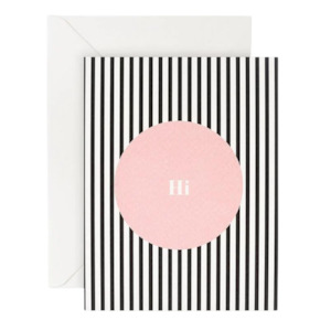Greeting Cards: Hi Pink Dot Stripe Greeting Card