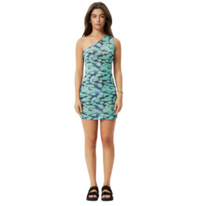 Nothing Over 10: Liquid Recycled Sheer One Shoulder Dress - Jade Floral