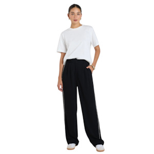 Under 100: Collective Black Stripe Leg Crepe Pants
