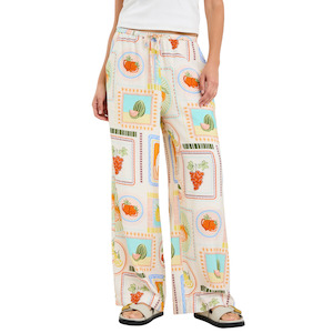 Travel Tropical Postcard Wide Leg Pull On Pants