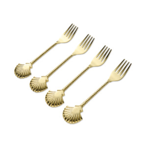 Kitchen: Island Shells Oyster Fork Set of 4