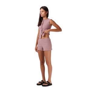 Womens Fashion: Ribbed Shorty Short - Pink Stripe