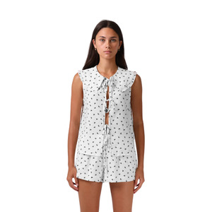 Addison Blouse - White Bows