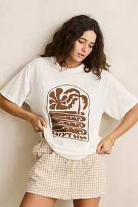 Palm And Sun Oversized T-Shirt - Vintage white