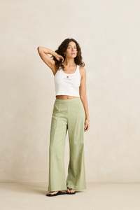 Womens Fashion: Vista Stripe Wide Leg Pant - Olive