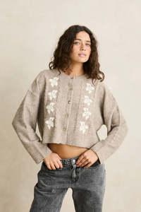Blanca Floral Crop Cardigan - Natural