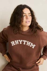 Collegiate Oversized Crew Neck Fleece - Chocolate