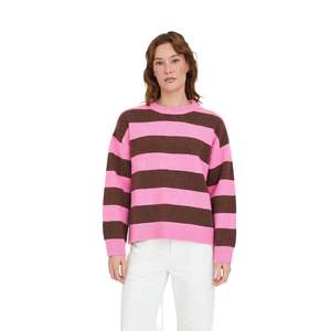 Kenzie Knit Crew Petal/Chestnut