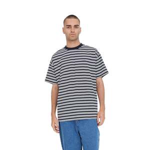 Menswear: Stripe Block Tee - Navy / Chalk