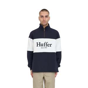 Menswear: Classic 1/4 Zip Block Jersey - Navy
