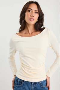 Womens Fashion: Alley Buttermilk Rib Boat Neck Top