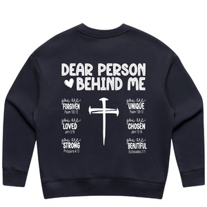 Relaxed Fit Long Sleeve Crew Sweatshirt - IPAMO Dear Person Behind Me Print - IPAMO