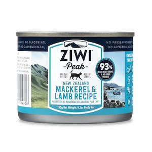 cans: Ziwi Peak Canned Mackerel & Lamb Recipe Cat Food 185g