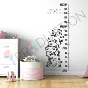 Products: Cute panda family with Kids height ruler Wall Decal - iProduction