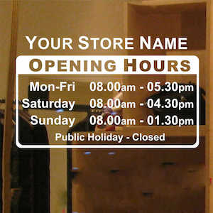 Products: Custom Window Opening Hours Sticker - iProduction