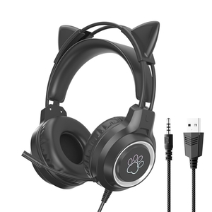 G35 Cute Cat RGB Head-mounted Wired Gaming Earphone