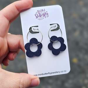 Floral: Flower Hoops - Navy