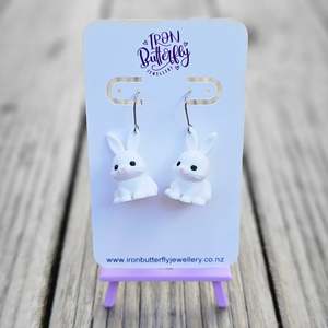 Animals: White Bunny Earrings