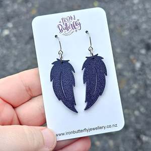 Classic: Feather Earrings - Navy